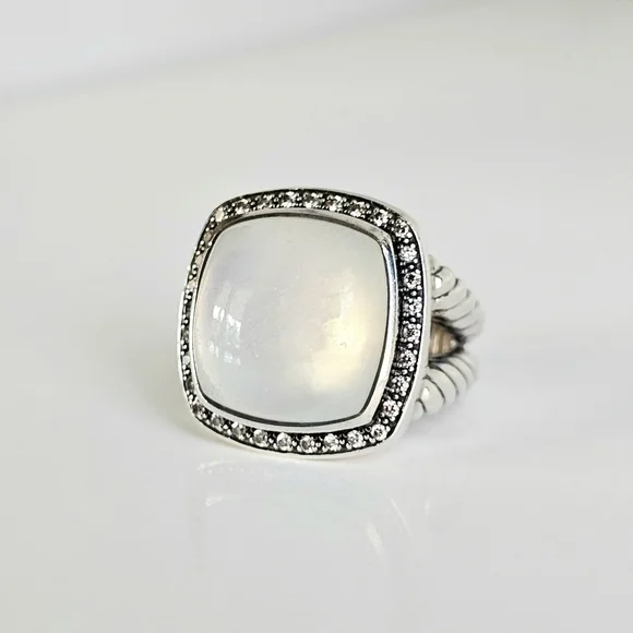 David Yurman 17mm Albion Moonlight Ice Moon Quartz (Moonstone) Diamond Ring - Picture 2 of 7
